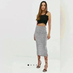 AX Paris Bias Cut Slit Front MIDI Skirt NWT
